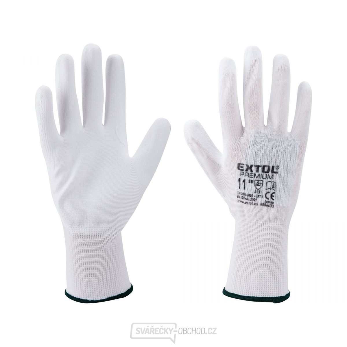 Rukavice z polyesteru polomáčené v PU - vel.10 (bílé) Rukavice z polyesteru polomáčené v PU - vel.10 (bílé) gallery main image