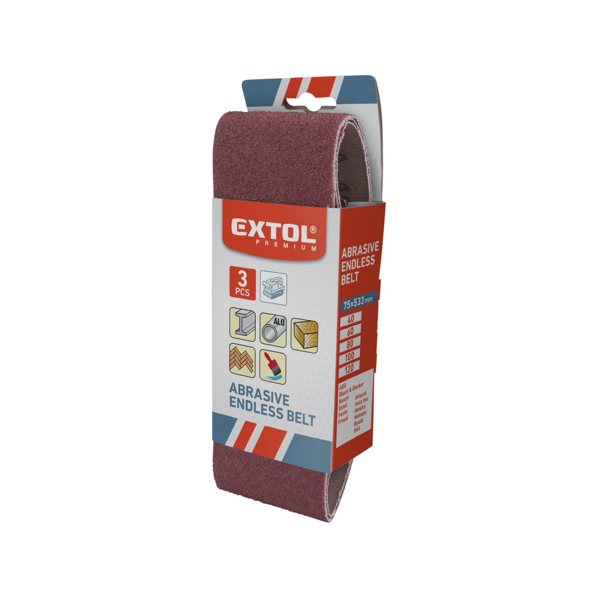 Plátno brusné nekonečný pás 75x533mm, zr. P60 - 3 ks 8803526