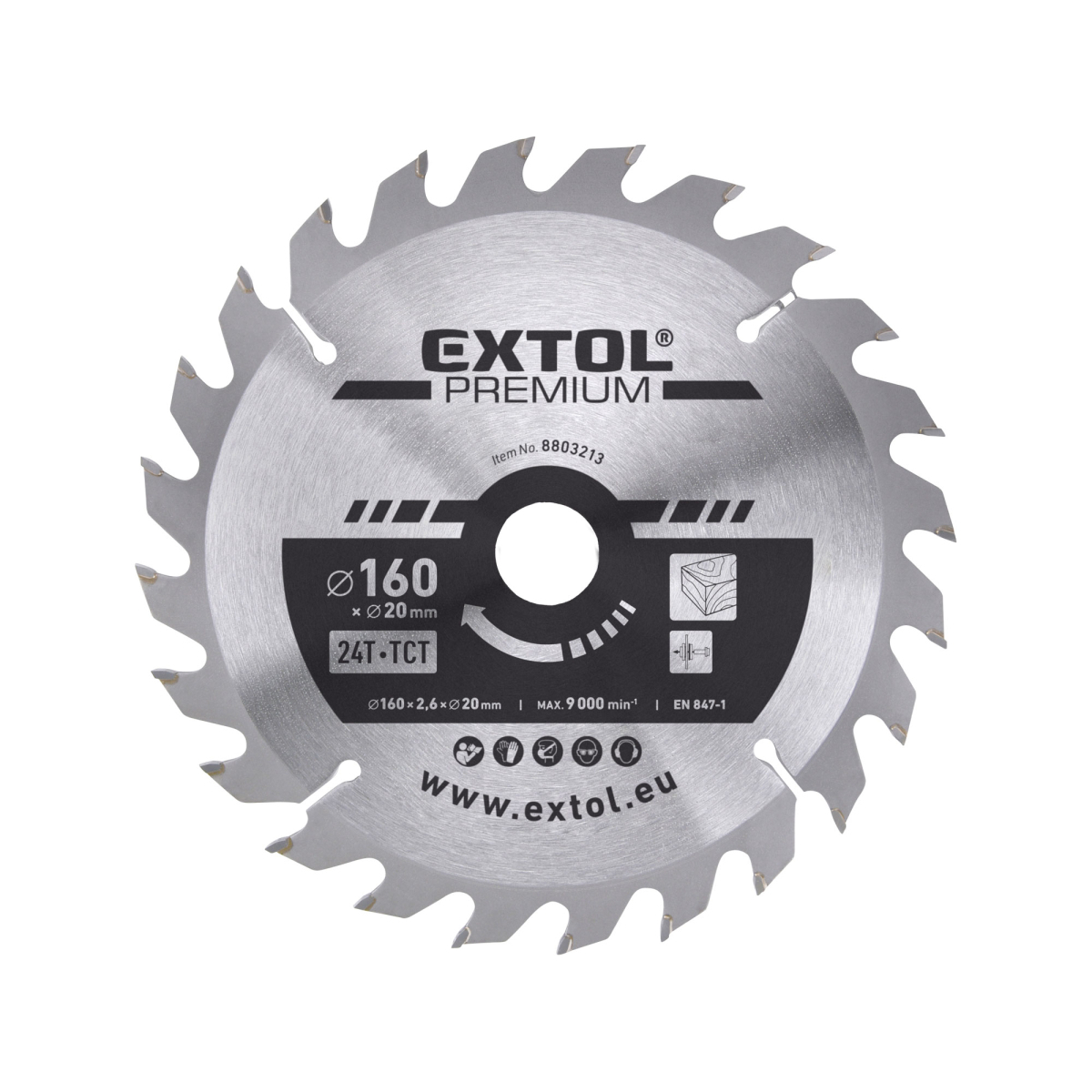 Levně EXTOL PREMIUM Kotouč pilový s SK plátky 160x2,0x20mm, 24T 8803213