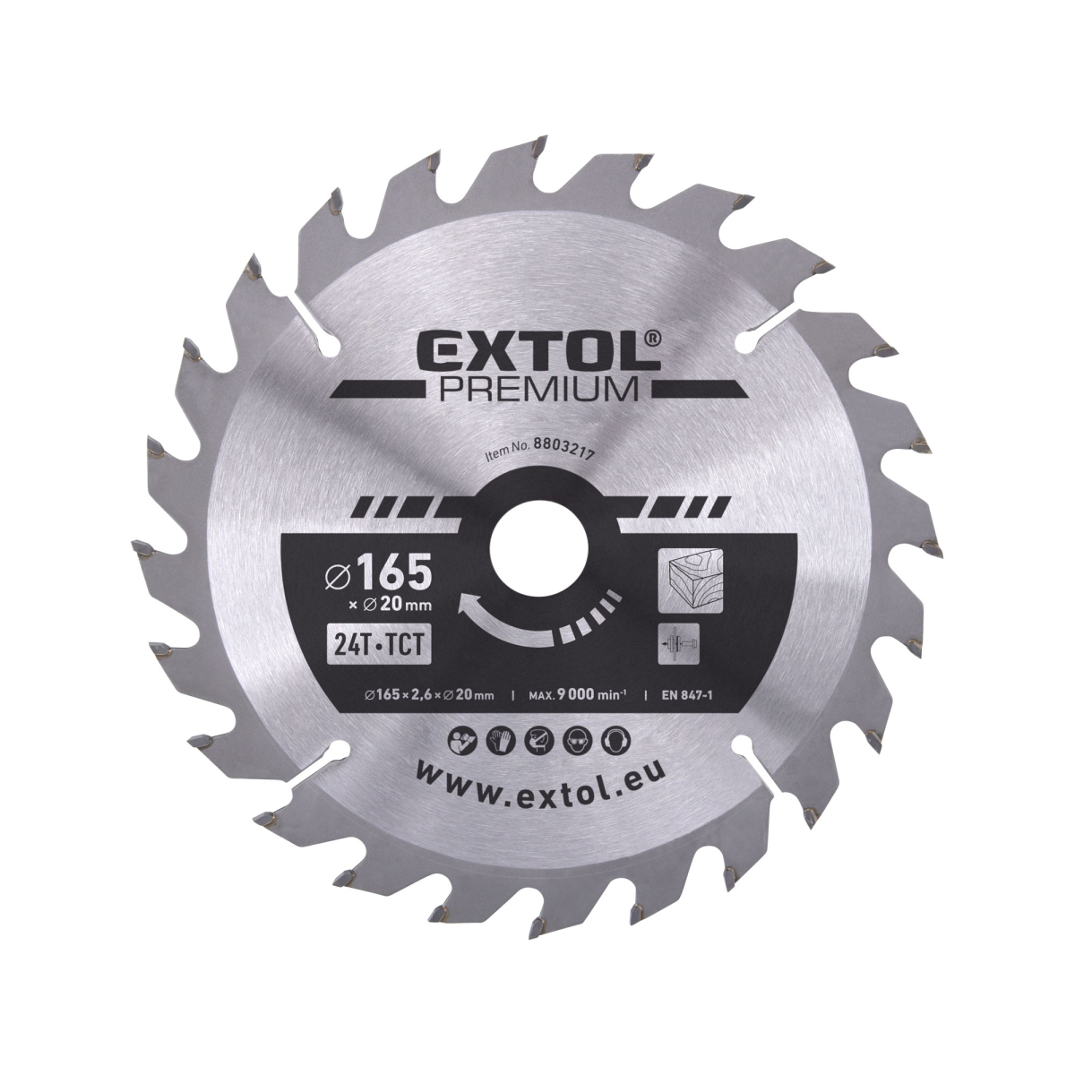 Levně EXTOL PREMIUM Kotouč pilový s SK plátky 165x2,0x20mm, 24T 8803217