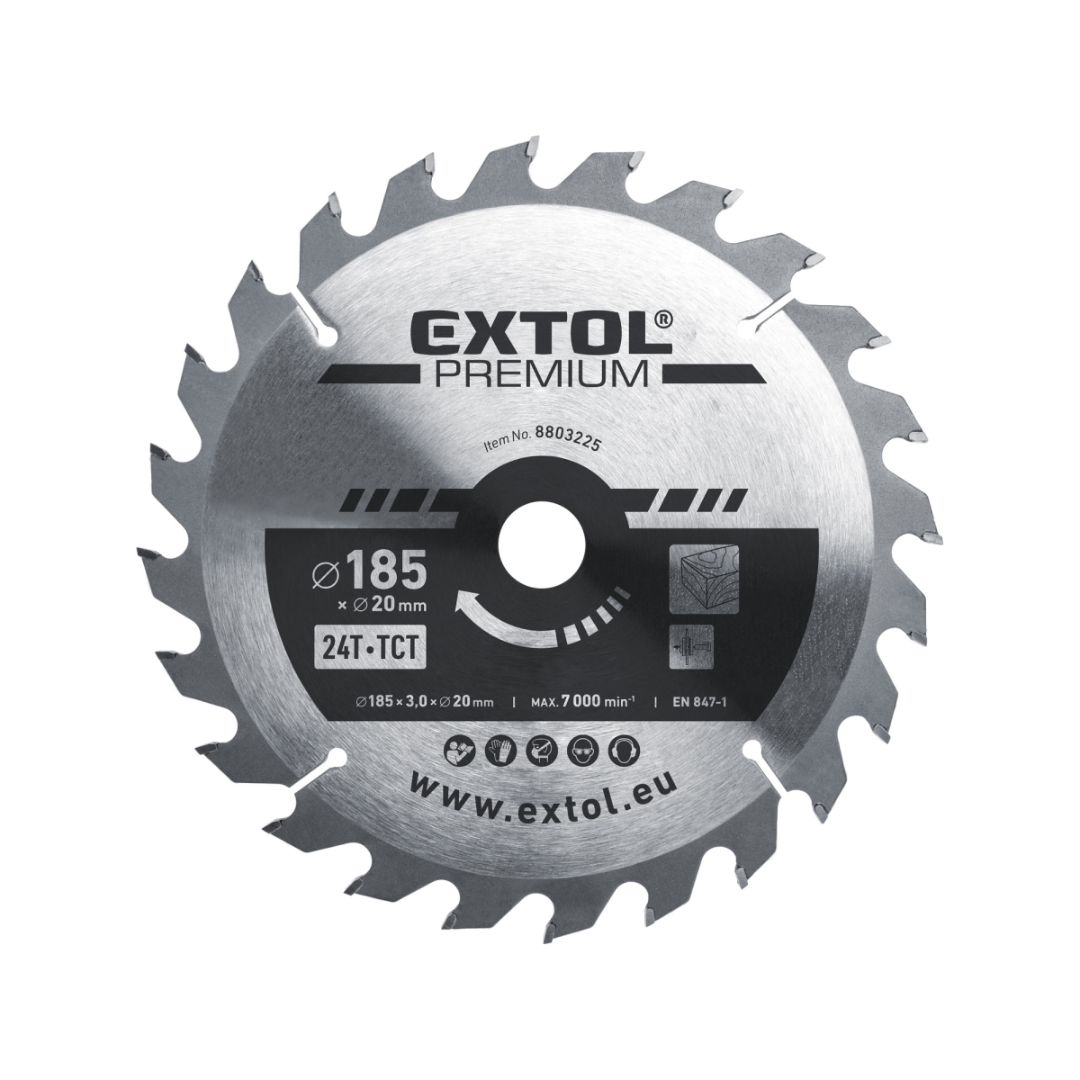 Levně EXTOL PREMIUM Kotouč pilový s SK plátky 185x3,2x20mm, 24T 8803225