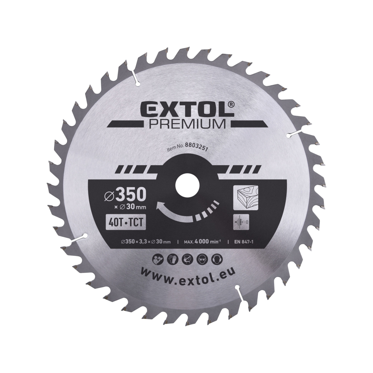 EXTOL PREMIUM Kotouč pilový s SK plátky 350x2,5x30mm, 40T 8803251