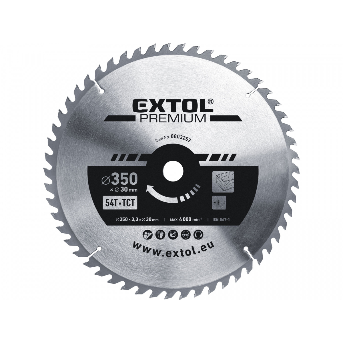 EXTOL PREMIUM Kotouč pilový s SK plátky 350x2,5x30mm, 54T 8803252