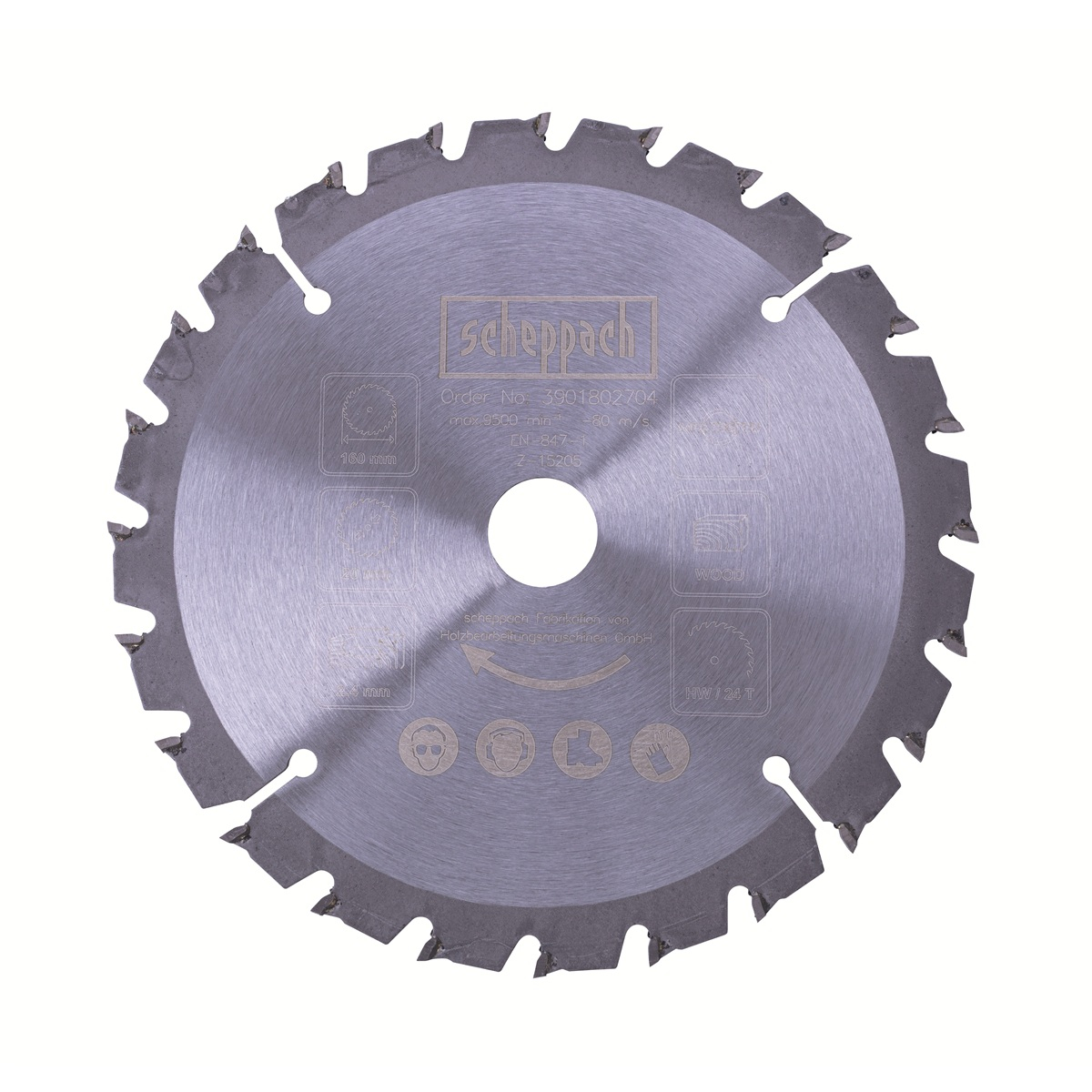 Levně Scheppach Pilový kotouč 160/20mm, 24Z pro DIVAR 55 / PL 55 3901802704