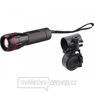 Svítilna 3W CREE LED s držákem na kolo, 120lm, dosvit 100m, funkce ZOOM, 3x AAA