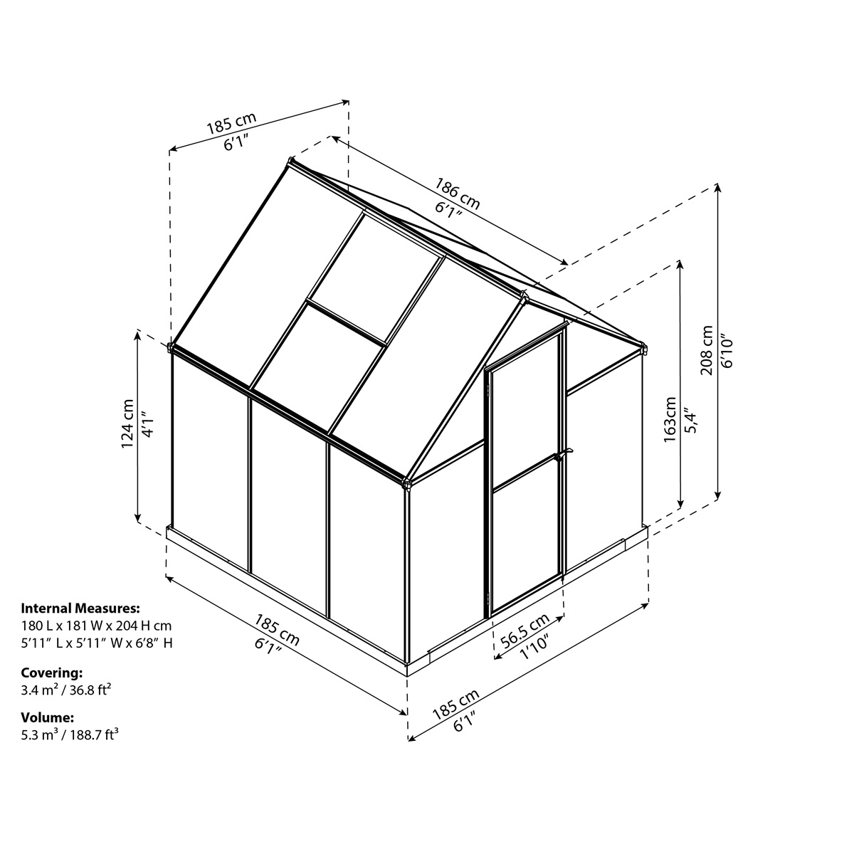 Polykarbonátový skleník Palram multiline 6x6 Náhled