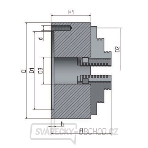 3-čelisťové sklíčidlo s centrickým upínáním Ø 125 mm