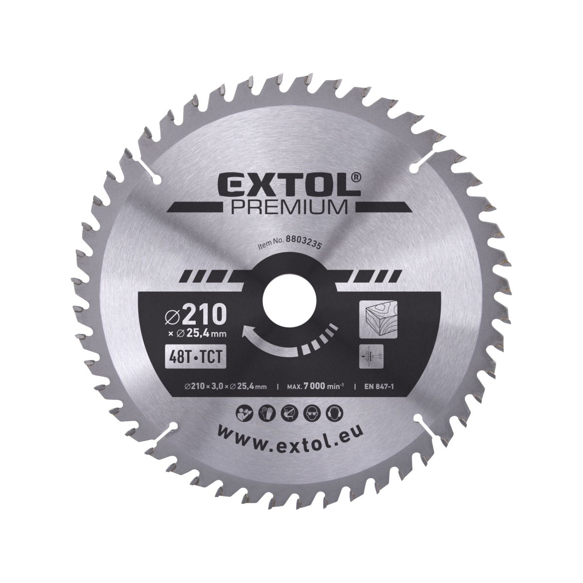 EXTOL PREMIUM Kotouč pilový s SK plátky 210x2,6x25,4mm, 48T 8803235