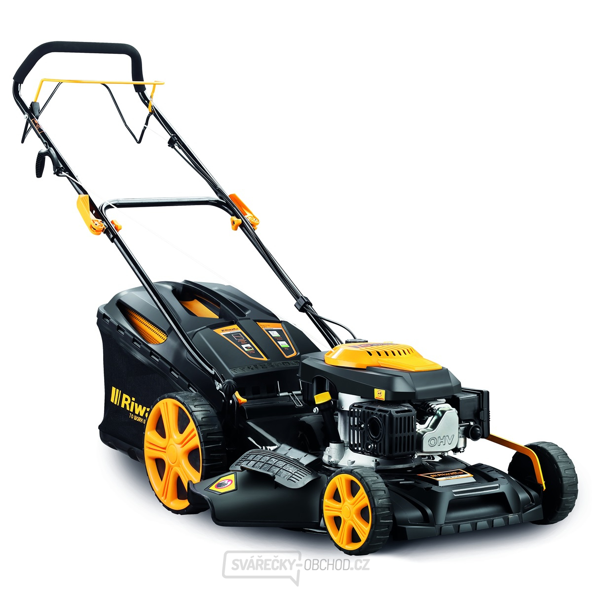 Benzínová sekačka na trávu Riwall PRO RPM 5135 4v1 s pojezdem