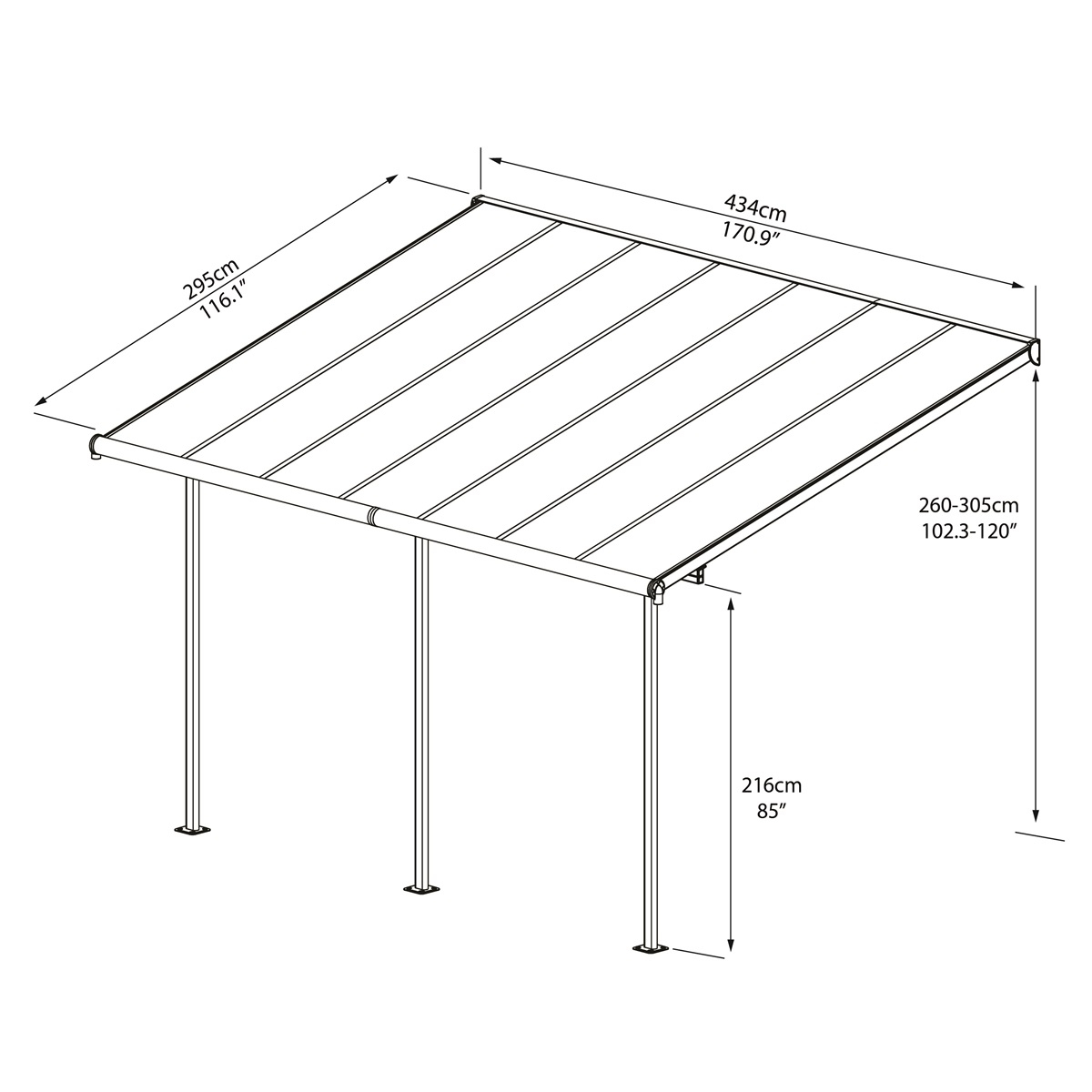 Sierra 4200 šedá 3 x 4,25 - hliníková (montovaná) pergola Náhled