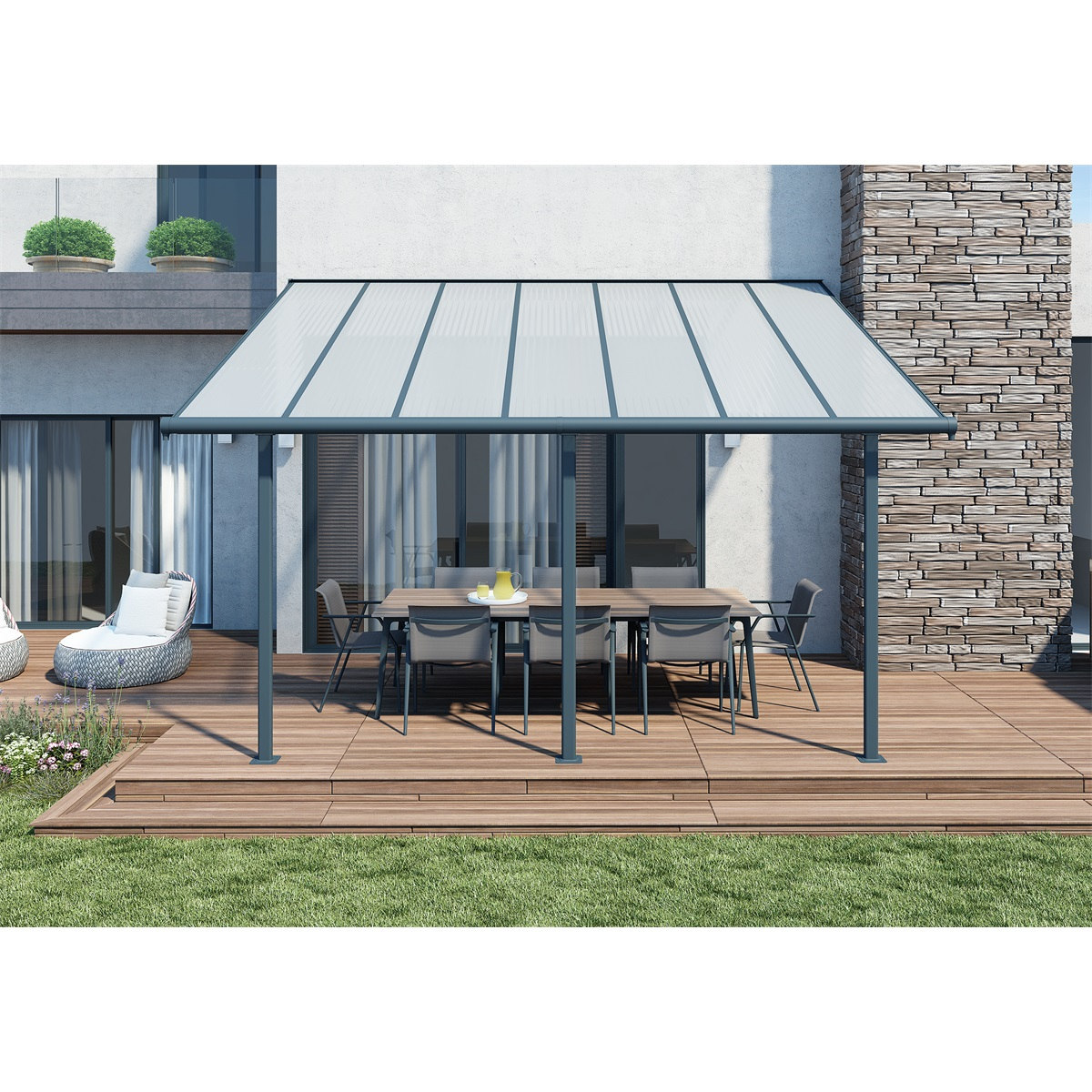 Sierra 4200 šedá 3 x 4,25 - hliníková (montovaná) pergola Náhled