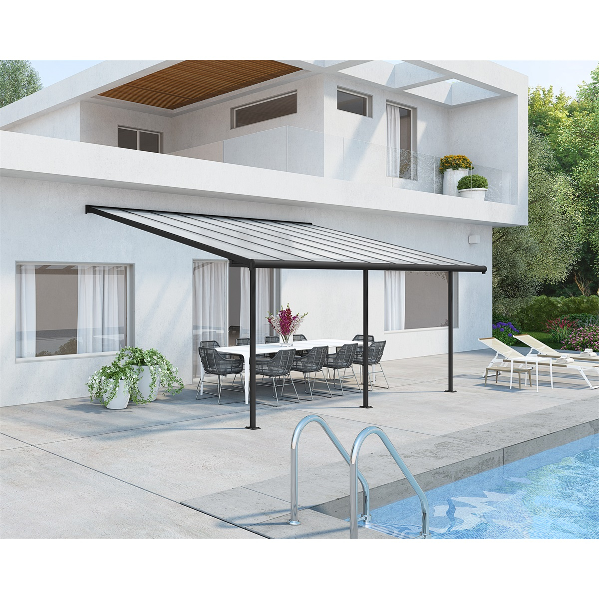 PALRAM Sierra 5400 Antracit 3 x 5,46 - hliníková (montovaná) pergola 703122