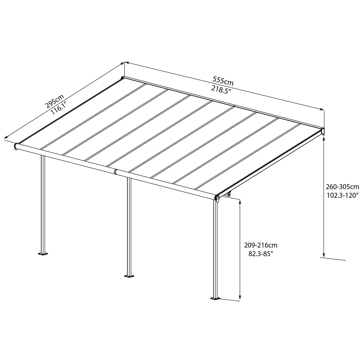 Sierra 5400 Antracit 3 x 5,46 - hliníková (montovaná) pergola Náhled