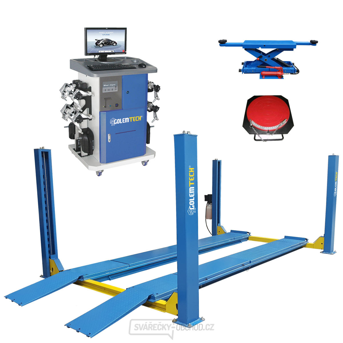 SET 5 ECONOMIC - Čtyřsloupový zvedák 5000kg s přízdvihem a 8CCD senzorová geometrie G818