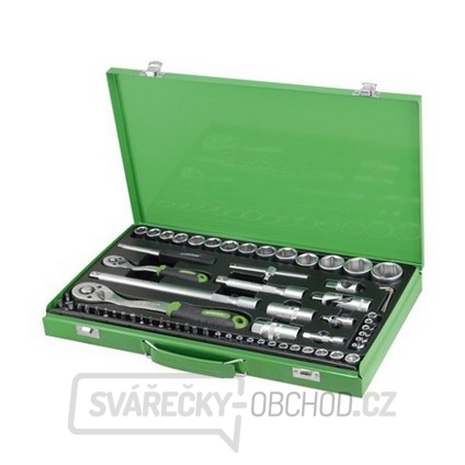 Sada hlavic 1/2" a 1/4" s ráčnou 72z v kovovém kufru - 65ks