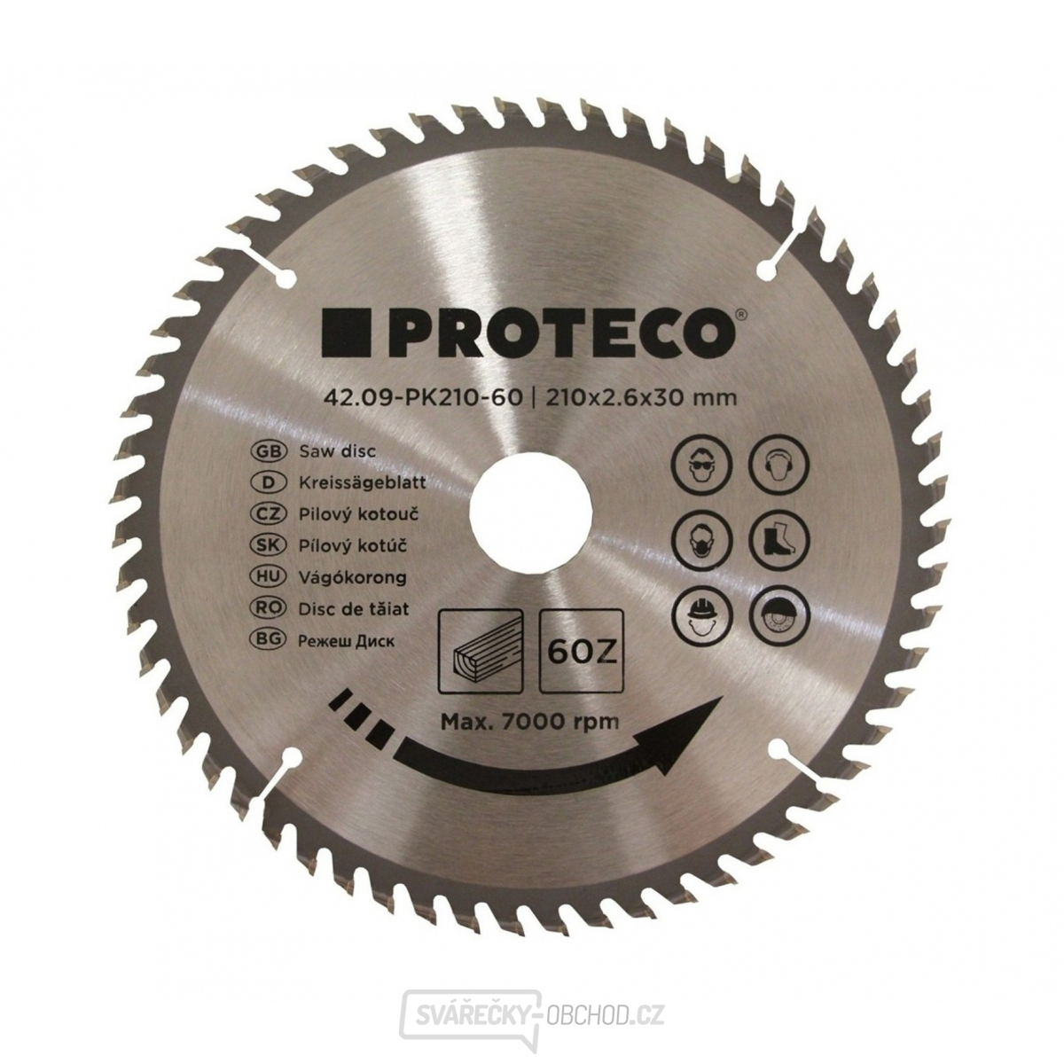 Kotouč pilový SK 210x2.6x30 60z + redukce 30/20 mm