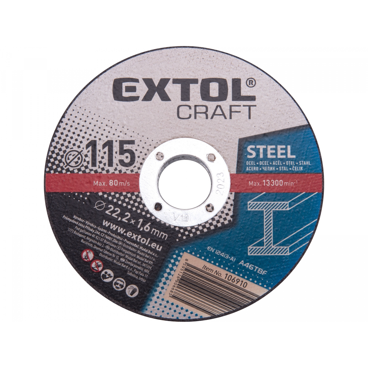 EXTOL CRAFT Kotouče řezné na kov 115x1,6x22,2mm (1bal/5ks)