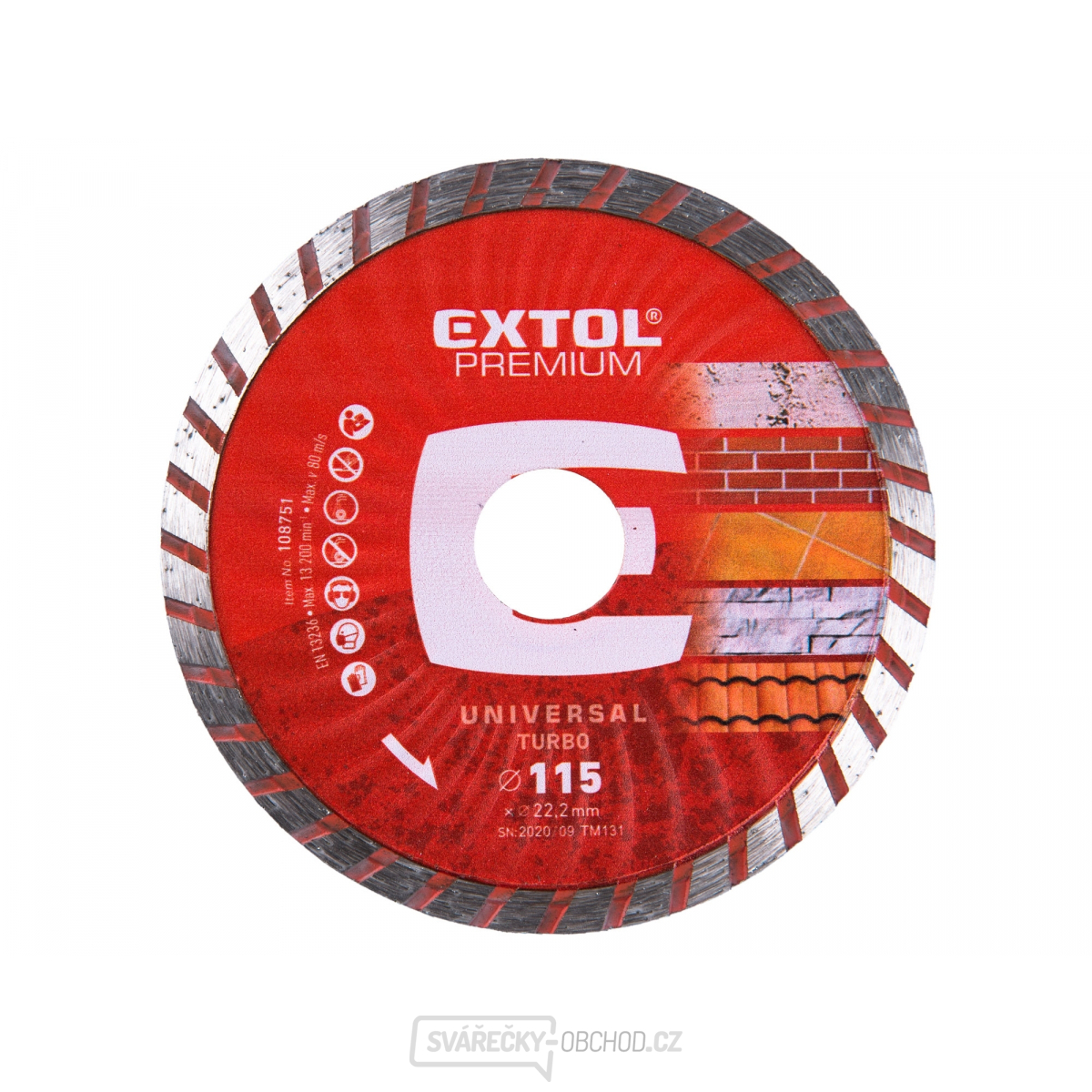 Kotouč diamantový řezný turbo, 115x22,2mm, suché i mokré řezání