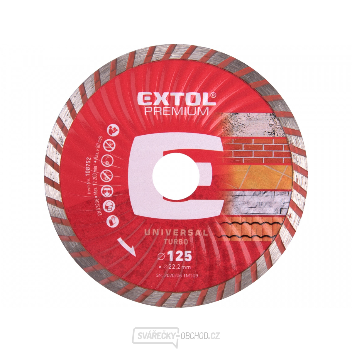 Kotouč diamantový řezný turbo, 125x22,2mm, suché i mokré řezání