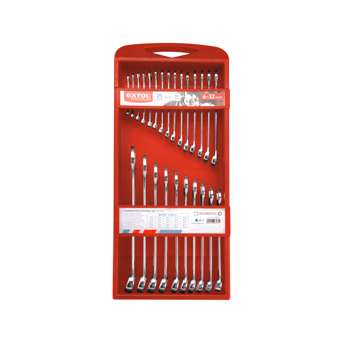 EXTOL PREMIUM Klíče očkoploché, sada 25ks, CrV 6350