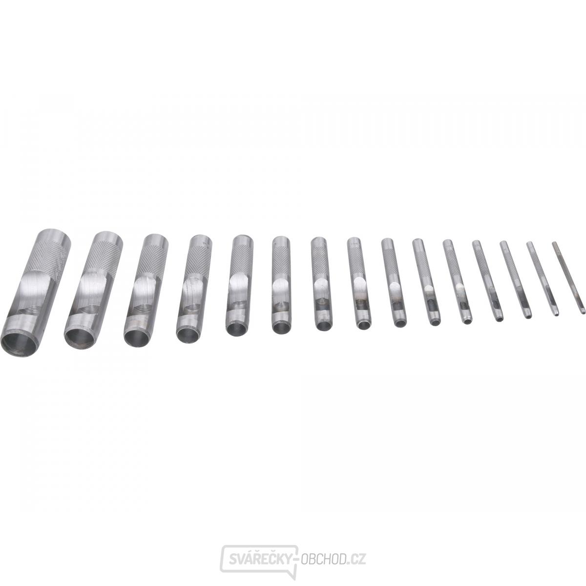 Děrovač kůže, sada 15ks, 2-2,5-3,2-4-4,8-5,5-6,4-8-9,5-11-12,7-14-15,8-19-22mm