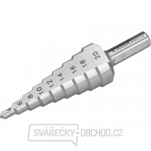 Vrták stupňovitý,∅ 4-20mm, stupňování po 2mm, 9 otvorů, stopka O 8mm, délka 75mm, HSS