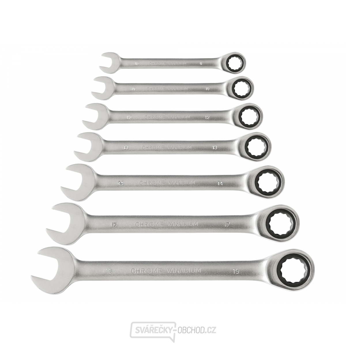 Klíče ráčnové očkoploché, sada 7ks, CrV