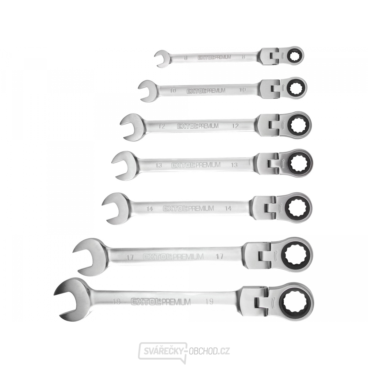 Klíče ráčnové očkoploché s kloubem, sada 7ks, CrV