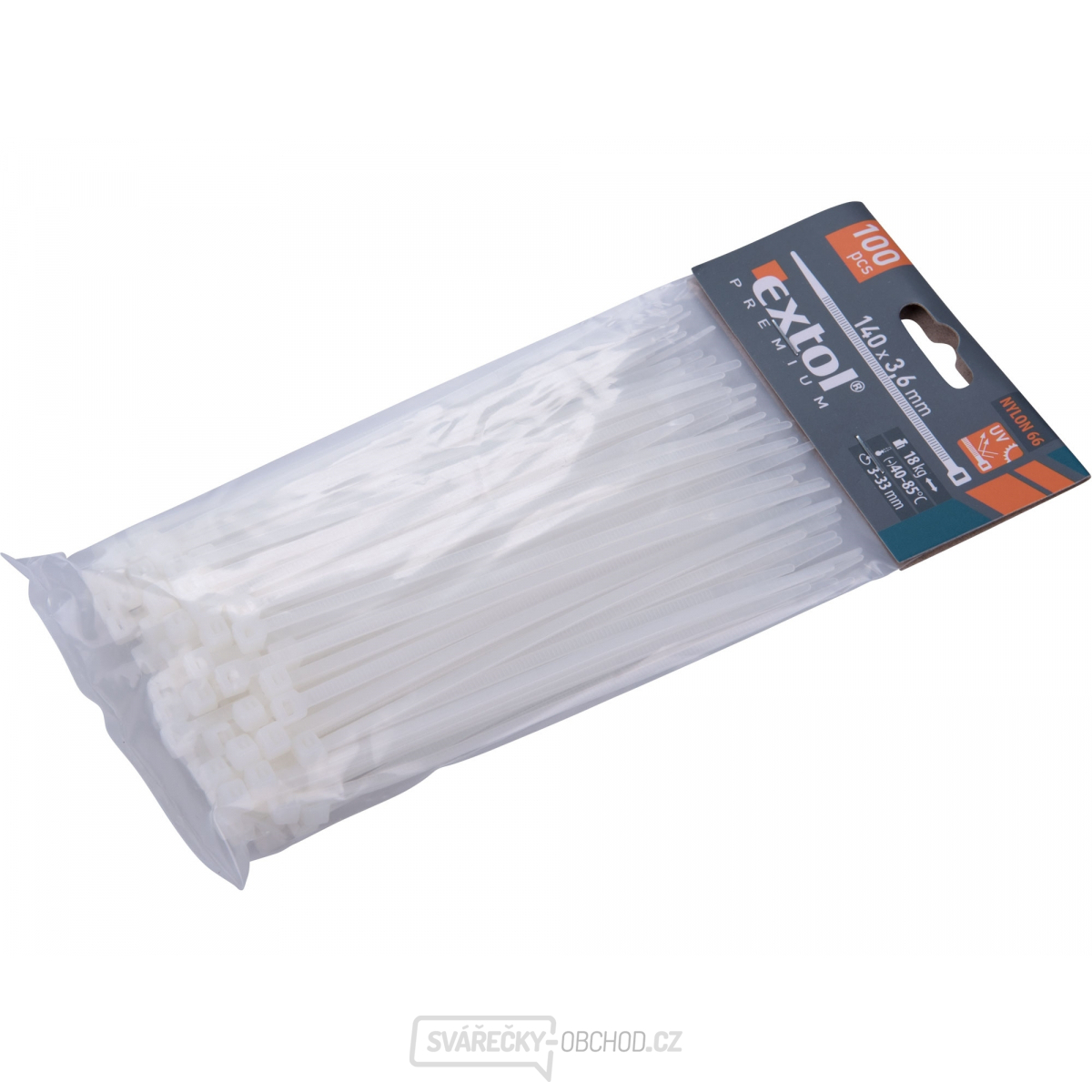 Stahovací pásky bílé, 140x3,6mm - 100 ks