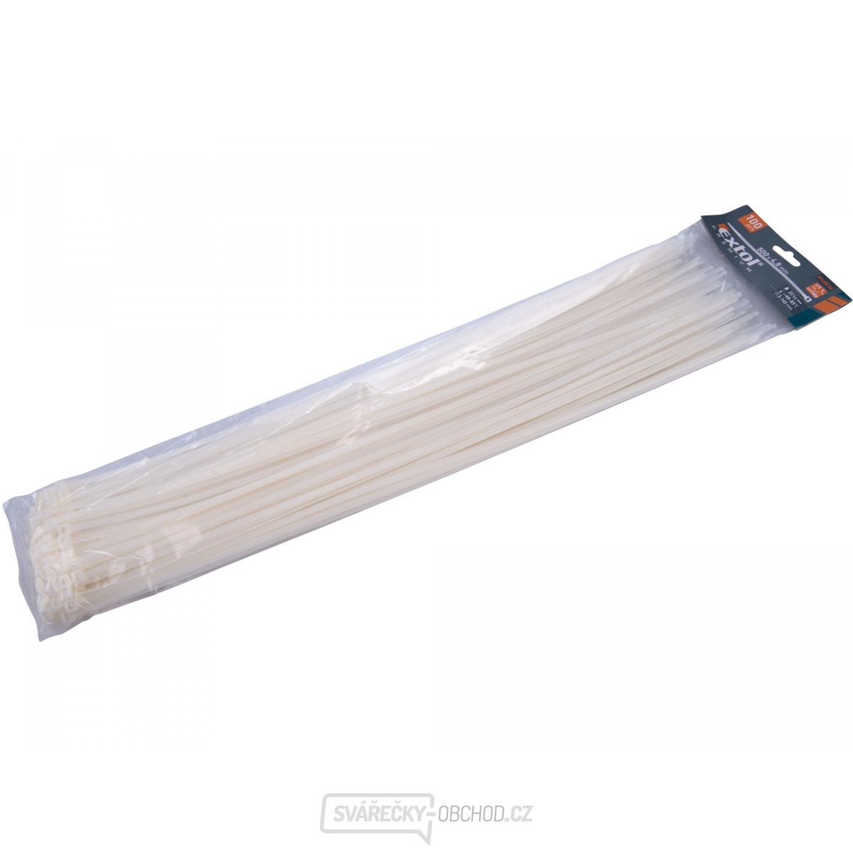 Stahovací pásky bílé, 500x4,8mm - 100 ks