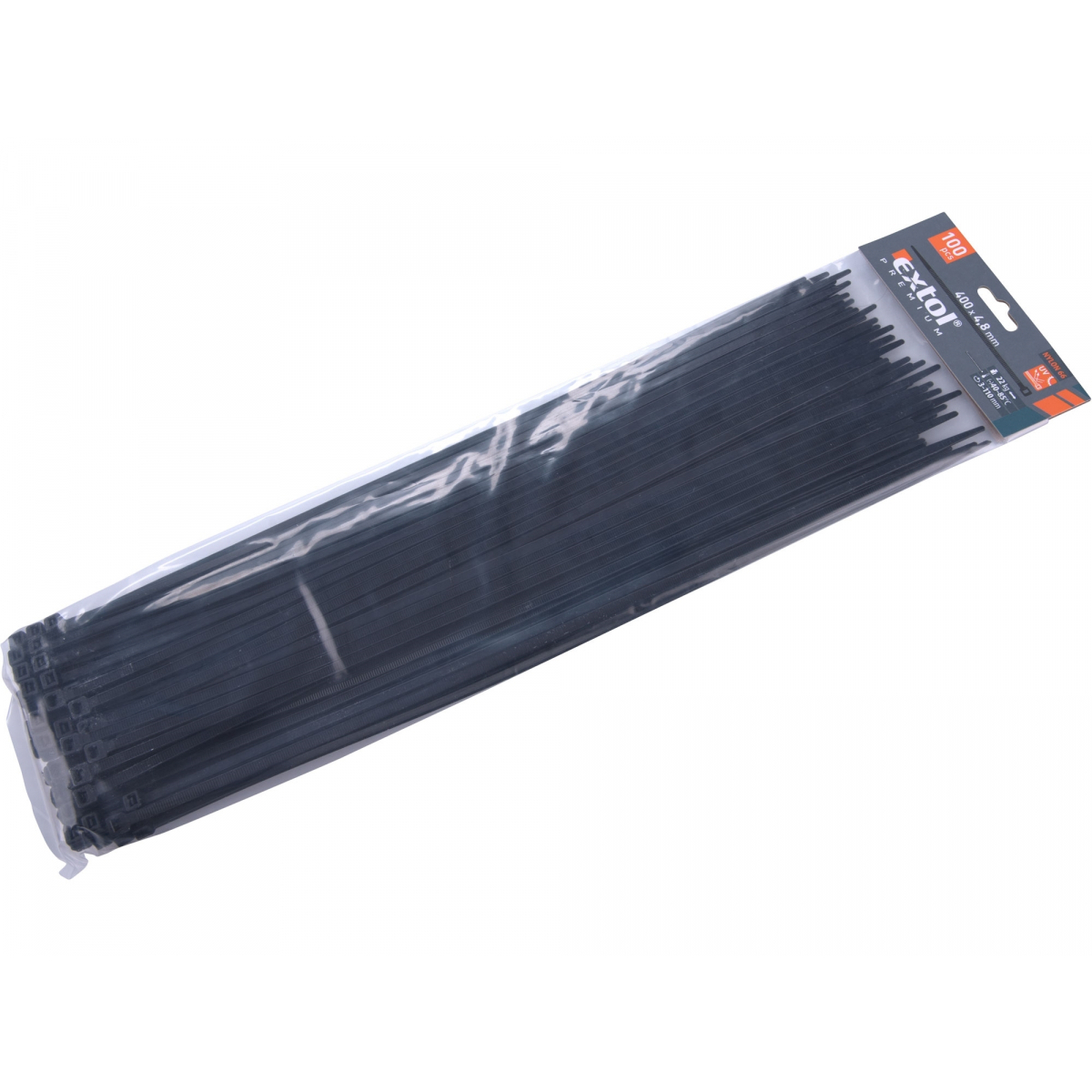 EXTOL PREMIUM Stahovací pásky černé, 400x4,8mm - 100 ks