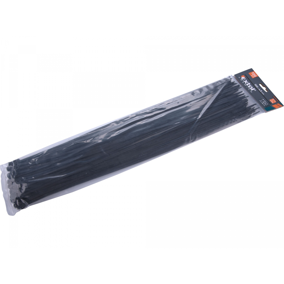 EXTOL PREMIUM Stahovací pásky černé, 500x4,8mm - 100 ks