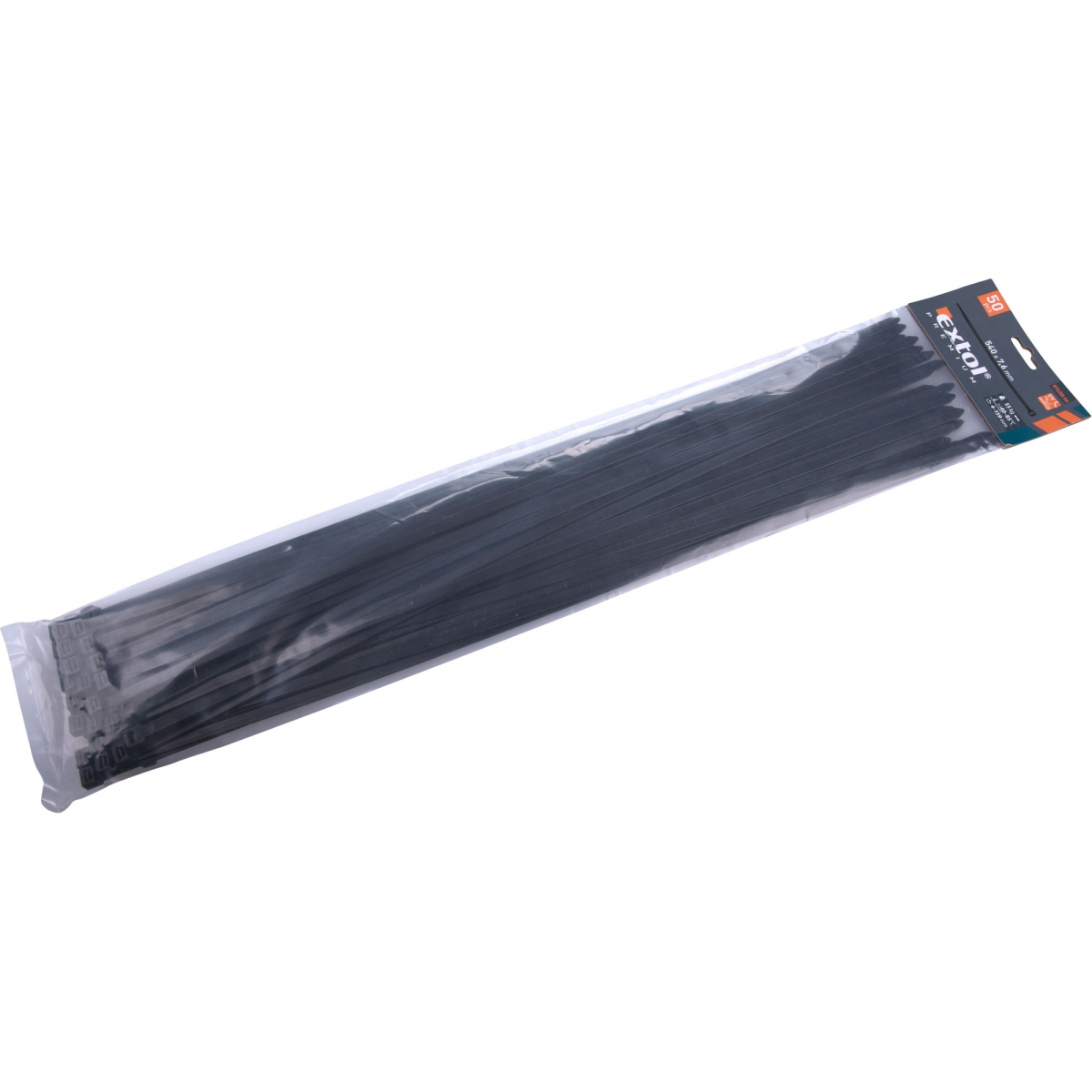 EXTOL PREMIUM Stahovací pásky černé, 540x7,6mm - 50 ks