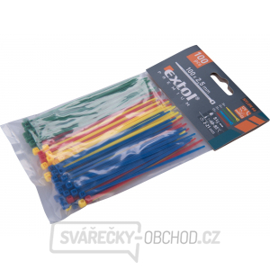 Stahovací pásky barevné, 100x2,5mm, 4 barvy - 100 ks