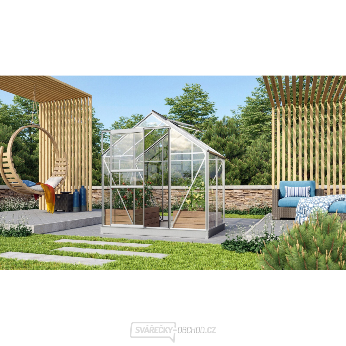 Skleník VITAVIA VENUS 2500 čiré sklo 3 mm stříbrný