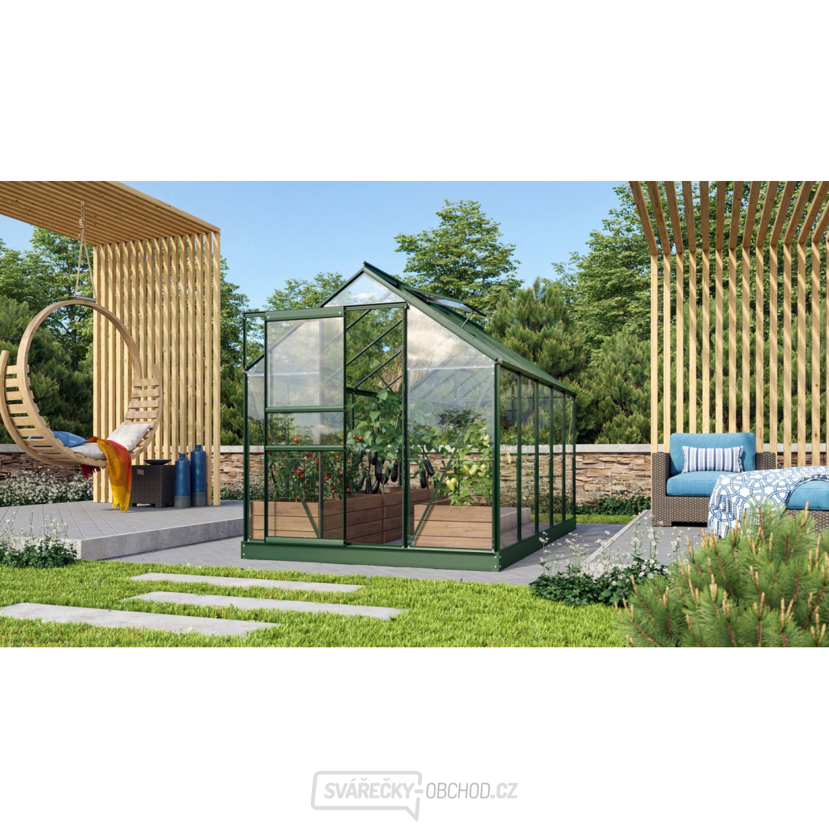 Skleník VITAVIA VENUS 6200 čiré sklo 3 mm zelený 