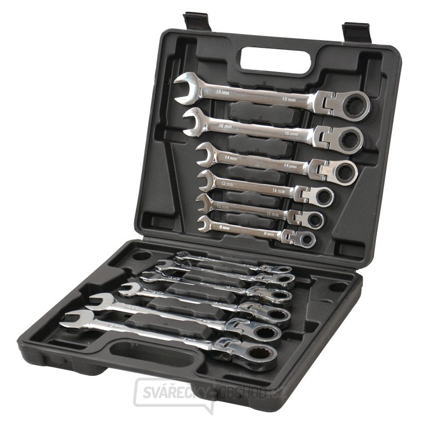 12-dílná sada očkoplochých ráčnových kloubových klíčů JTY-2007A