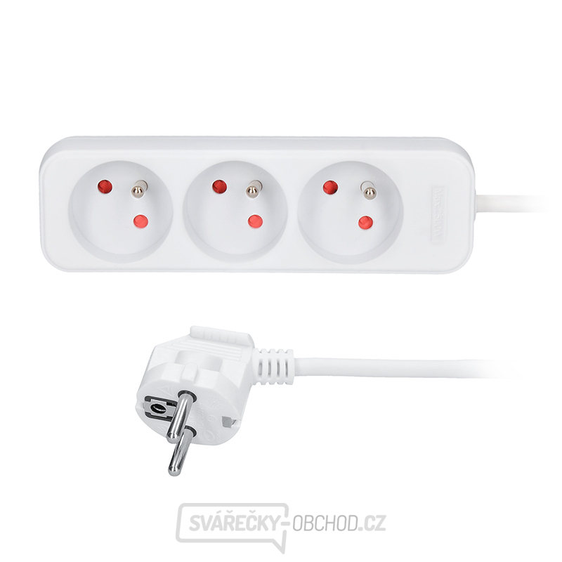 Solight prodlužovací kabel, 3 zásuvky, bílý, 2m