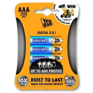 JCB OXI DIGITAL alkalická baterie LR03/AAA, blistr 4 ks