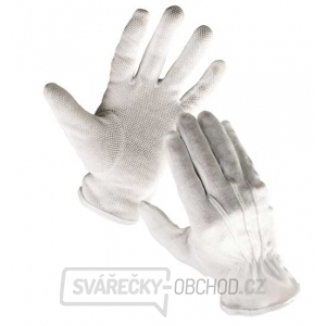 Pracovní rukavice Bustard, PVC terčíky na dlani a prstech - vel. 6 (bílá)