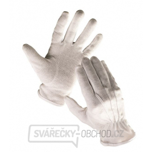Pracovní rukavice Bustard, PVC terčíky na dlani a prstech - vel. 12 (bílá)