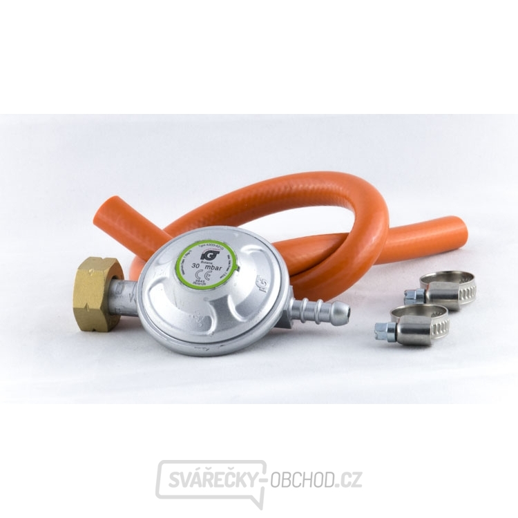 Regulátor 30 mbar a hadice 8mm/50cm se sponami Regulátor 30 mbar a hadice 8mm/50cm se sponami gallery main image