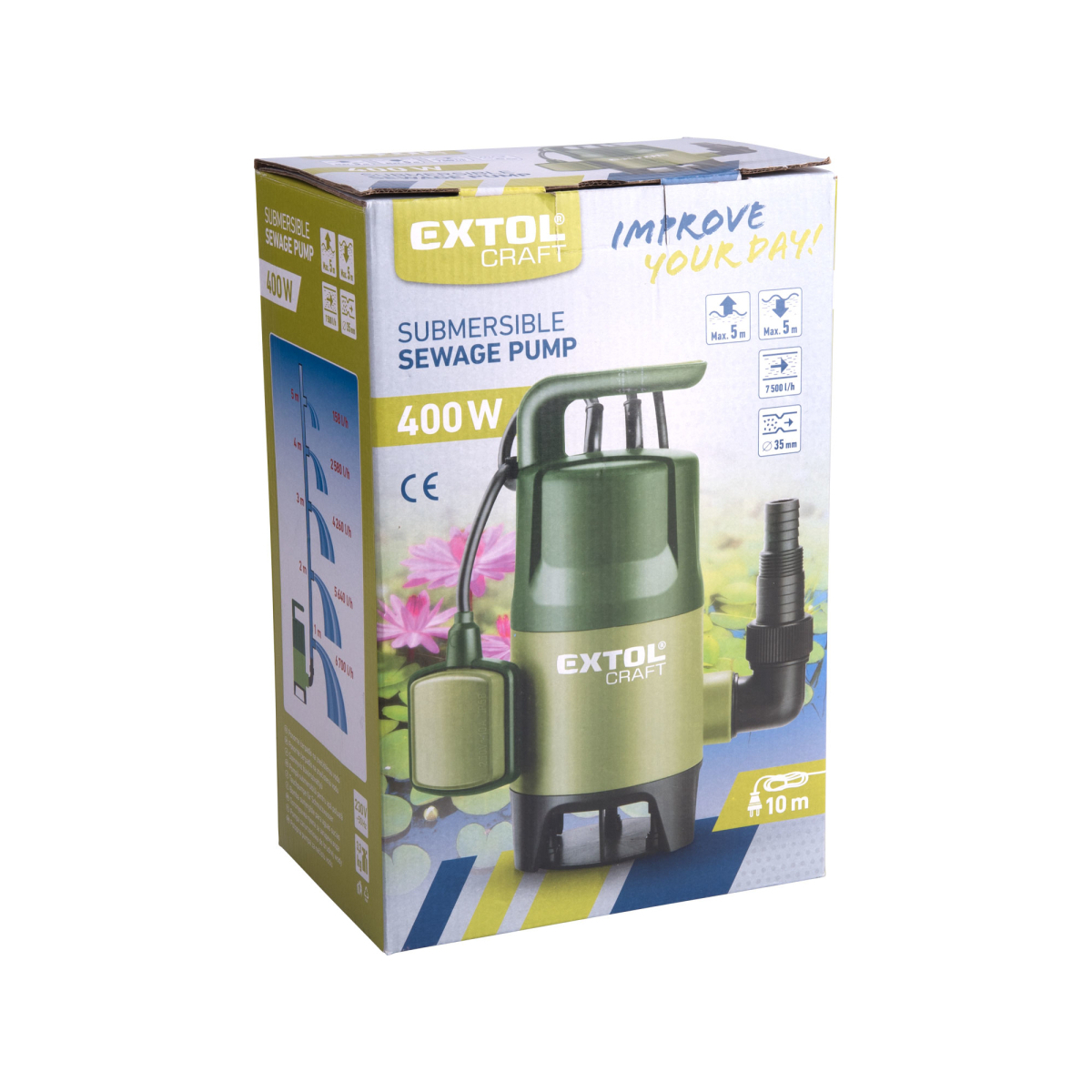 Ponorné čerpadlo EXTOL CRAFT 400W, 7500l/hod - na znečištěnou vodu Náhled