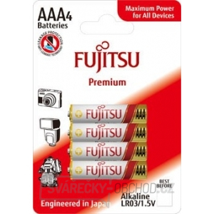Fujitsu Premium Power alkalická baterie LR03/AAA, blistr 4ks