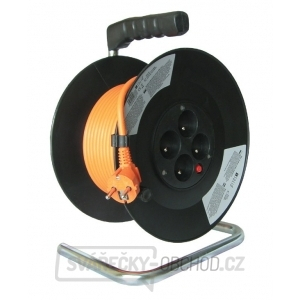 Solight prodlužovací kabel na bubnu, 4 zásuvky, oranžový, 25m