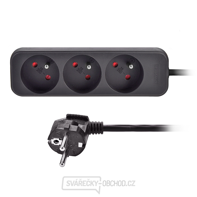 Solight prodlužovací kabel, 3 zásuvky, černý, 3m