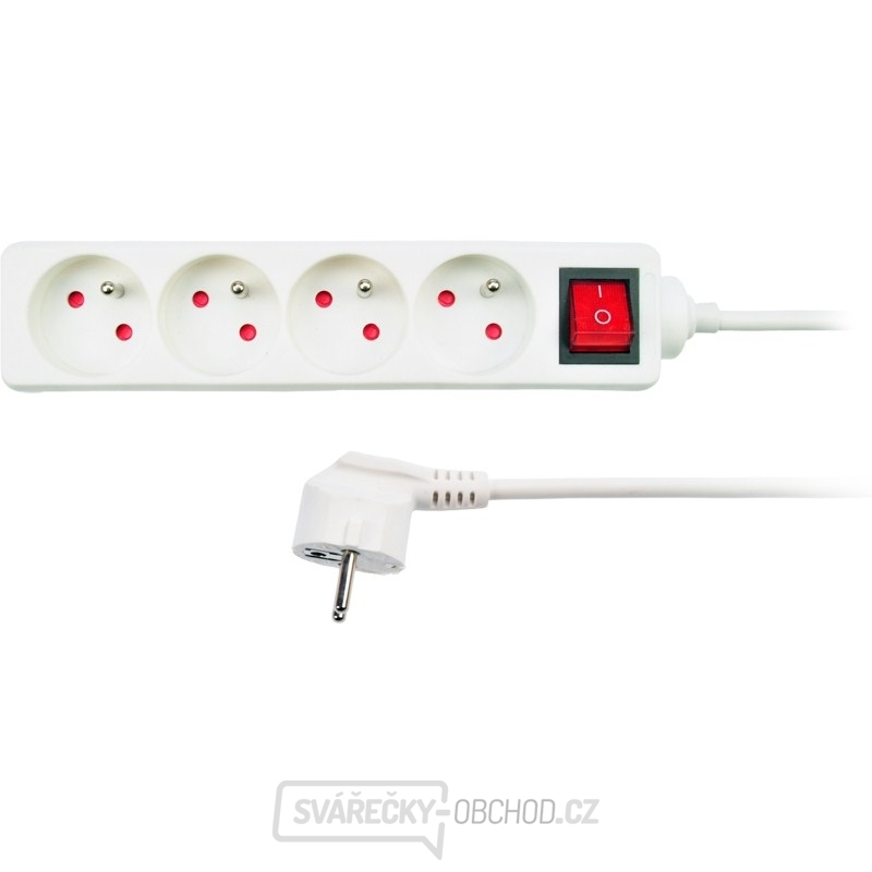 Solight prodlužovací kabel, 4 zásuvky, bílý, vypínač, 1,5m