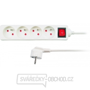 Solight prodlužovací kabel, 4 zásuvky, bílý, vypínač, 1,5m gallery main image