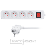 Solight prodlužovací kabel, 4 zásuvky, bílý, vypínač, 2m Solight prodlužovací kabel, 4 zásuvky, bílý, vypínač, 2m gallery main image