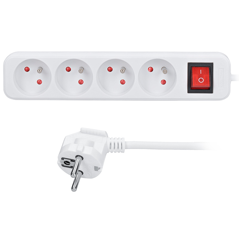 Levně Solight prodlužovací kabel, 4 zásuvky, bílý, vypínač, 7m PP34